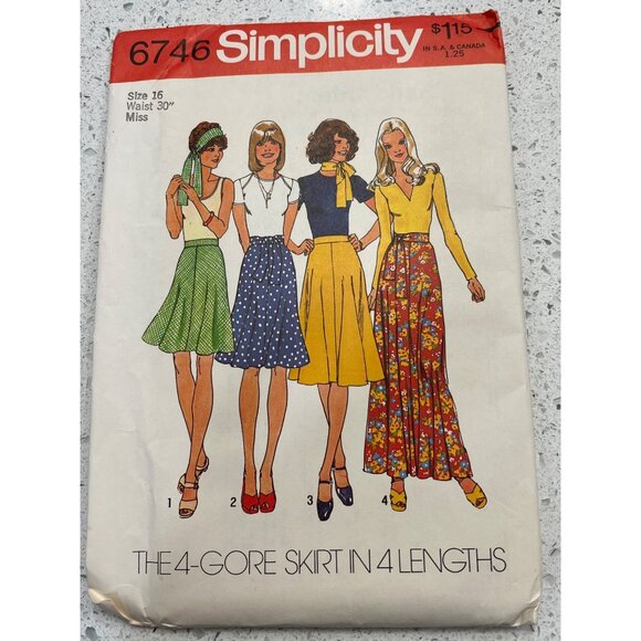 Simplicity 6746 Vintage Sewing Pattern Misses 4-Gore Bias Skirt In 4 Lengths Siz - Picture 1 of 2